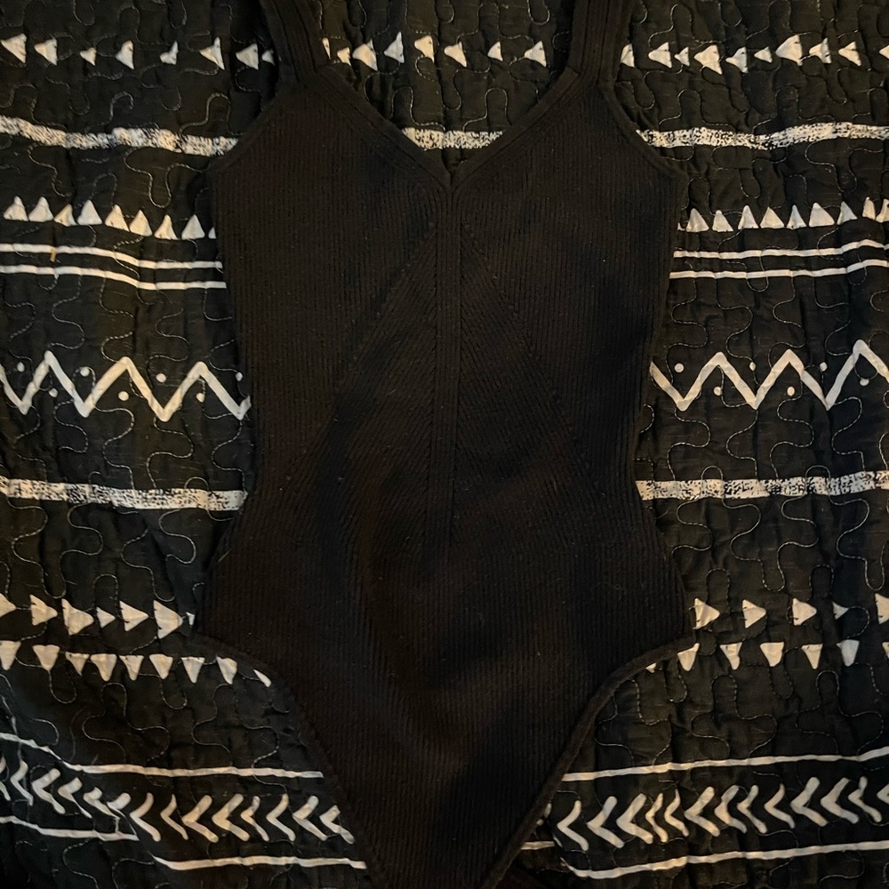 Abercrombie ribbed knit bodysuit in black